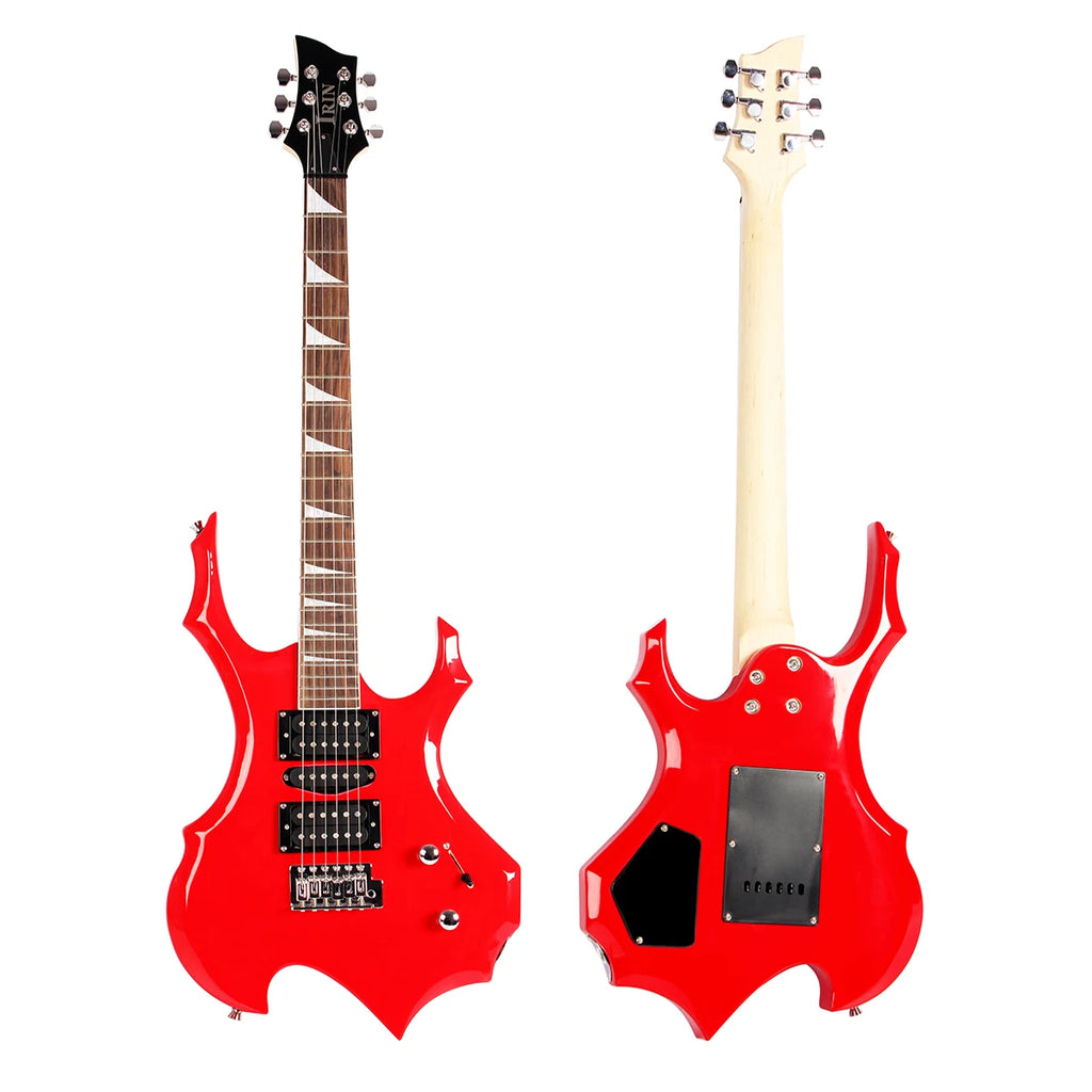 IRIN Hot New Fashion Personality Flame Shape Basswood 24 Fine Silk Fully Manual Electric Guitar with Set R-180