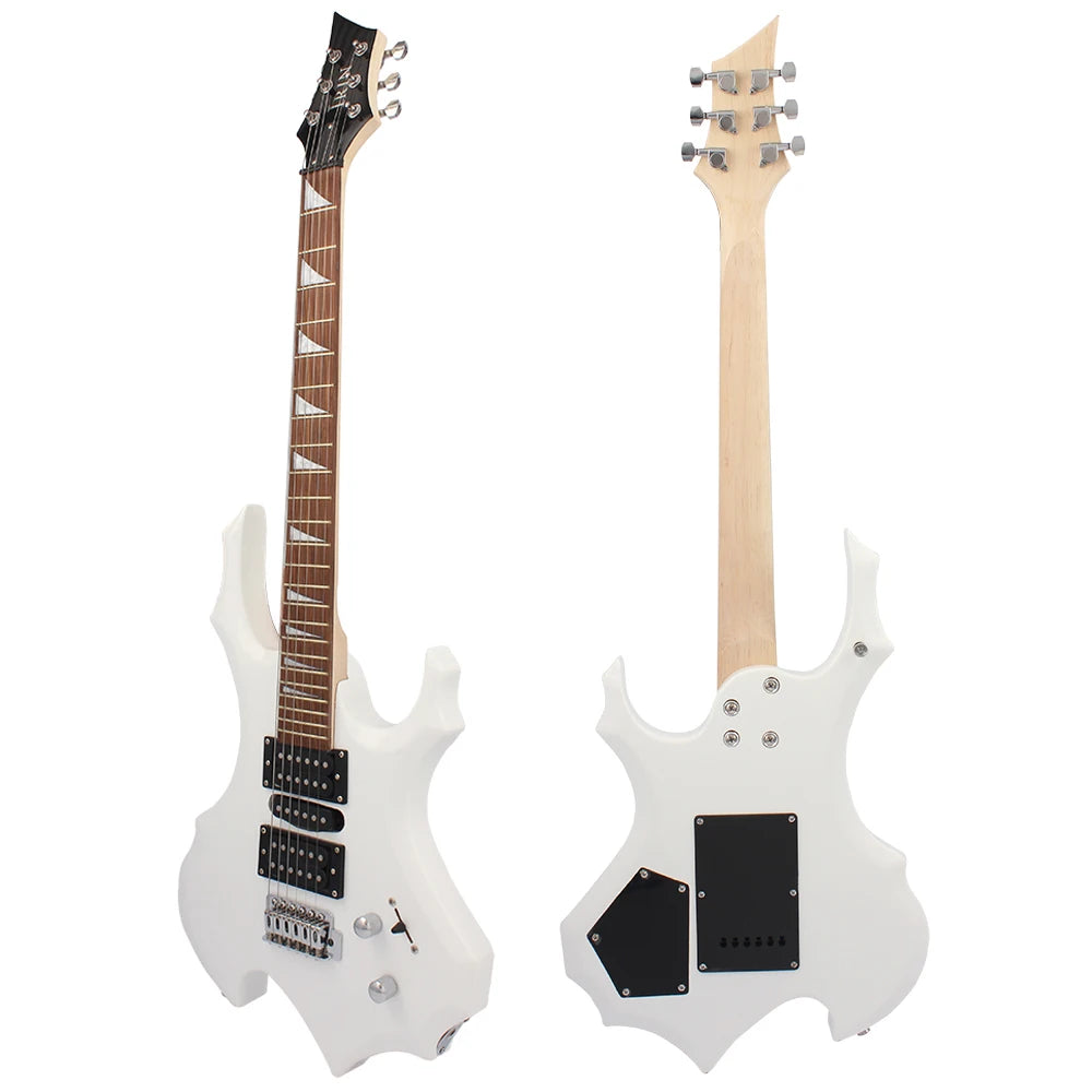 IRIN Hot New Fashion Personality Flame Shape Basswood 24 Fine Silk Fully Manual Electric Guitar with Set R-180