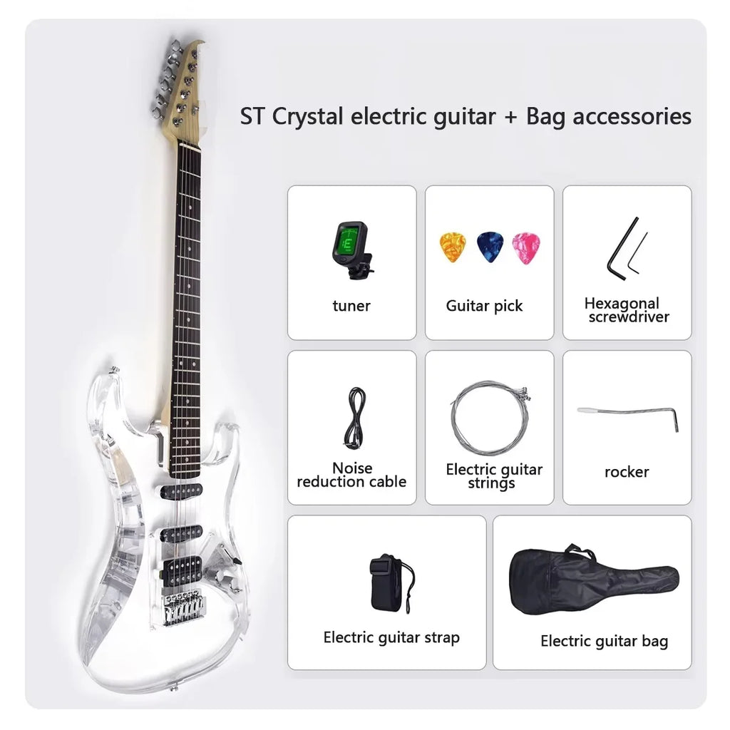 High Quality OEM Electric Guitar Single Double ST 39-Inch Entry-Level Acrylic/Wood 6 Strings ST Electric Guitar for Beginner