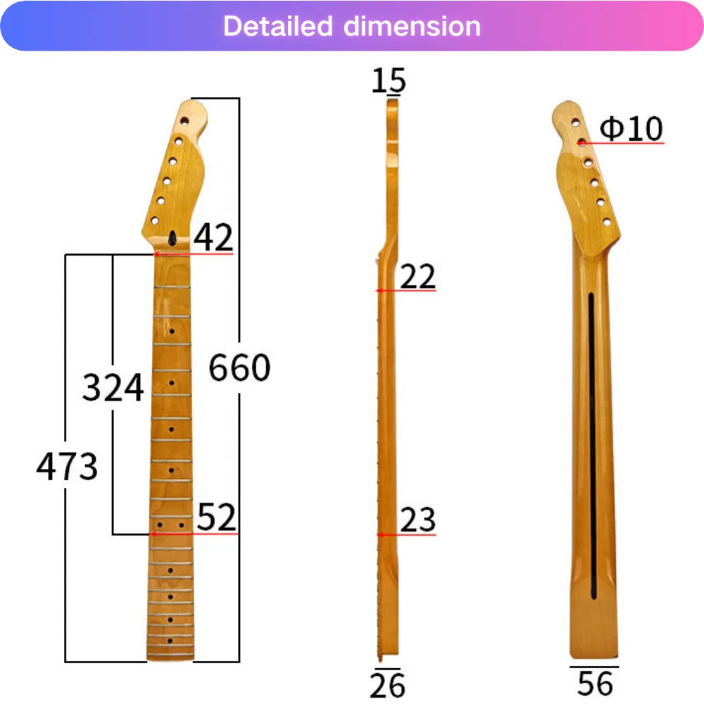ST Right-Hand Electric Guitar with 22 Pins Maple Handle Light Yellow Light Matte Finish Black Strip Back
