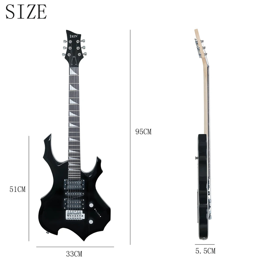 IRIN Hot New Fashion Personality Flame Shape Basswood 24 Fine Silk Fully Manual Electric Guitar with Set R-180
