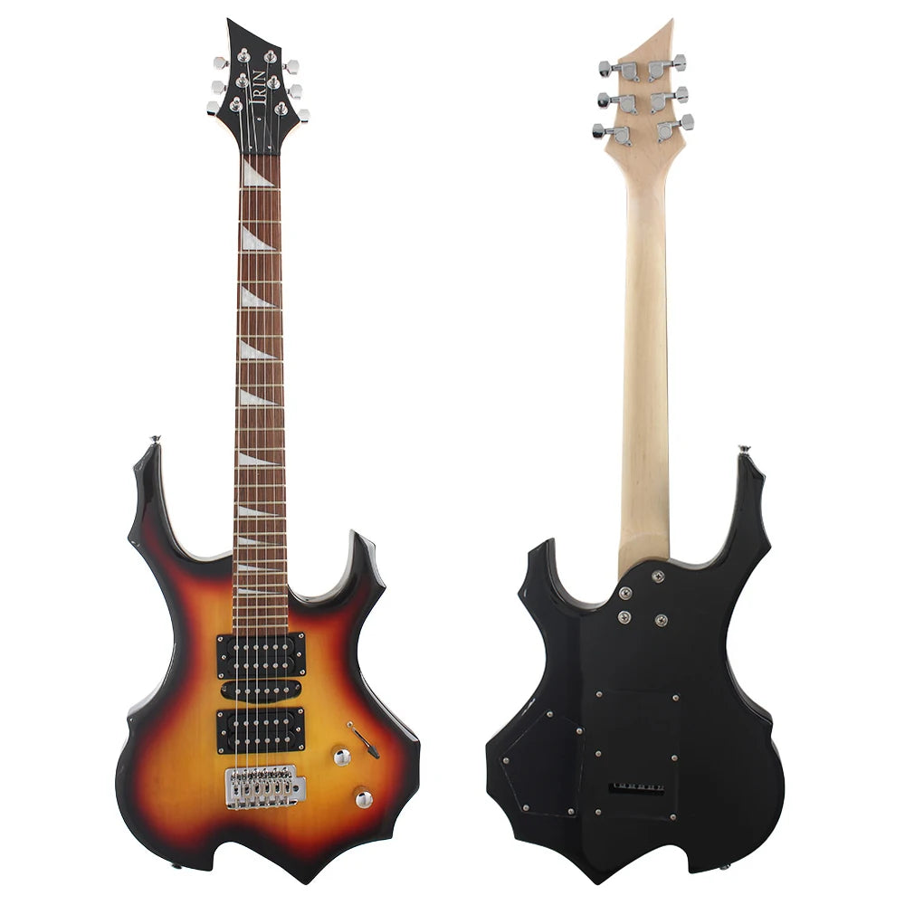 IRIN Hot New Fashion Personality Flame Shape Basswood 24 Fine Silk Fully Manual Electric Guitar with Set R-180