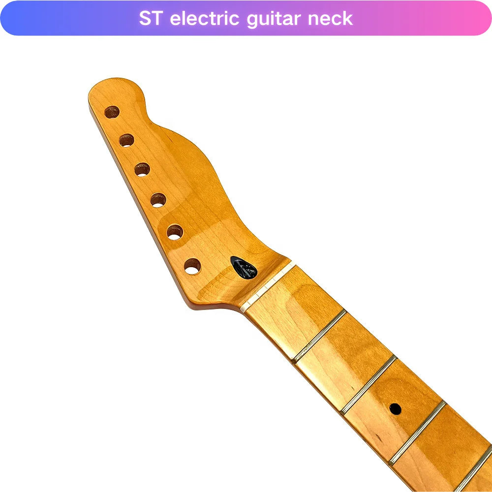 ST Right-Hand Electric Guitar with 22 Pins Maple Handle Light Yellow Light Matte Finish Black Strip Back