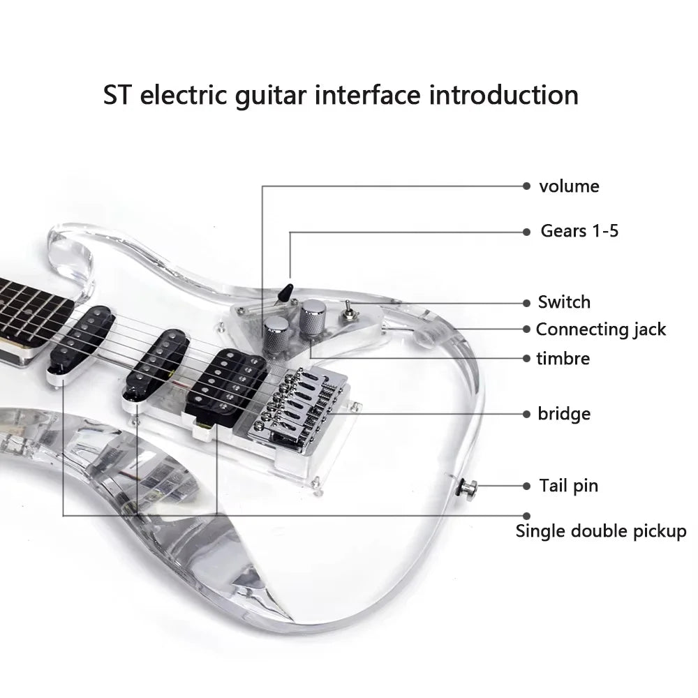 High Quality OEM Electric Guitar Single Double ST 39-Inch Entry-Level Acrylic/Wood 6 Strings ST Electric Guitar for Beginner